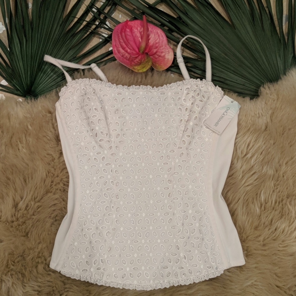 On Gossamer white eyelet bustier